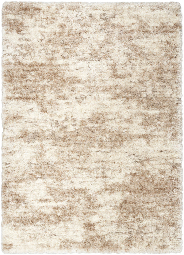 Homeroots 4' X 6' Beige And Ivory Abstract Shag Area Rug  Polyester 564066