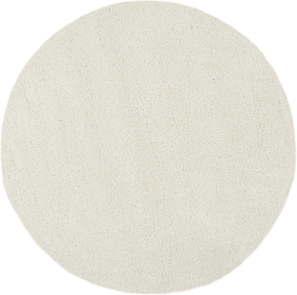 Homeroots 7' Cream Shag Non Skid Round Rug  Polypropylene 564067