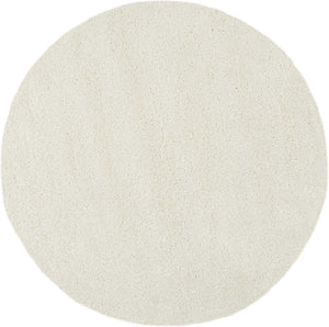 Homeroots 7' Cream Shag Non Skid Round Rug  Polypropylene 564067