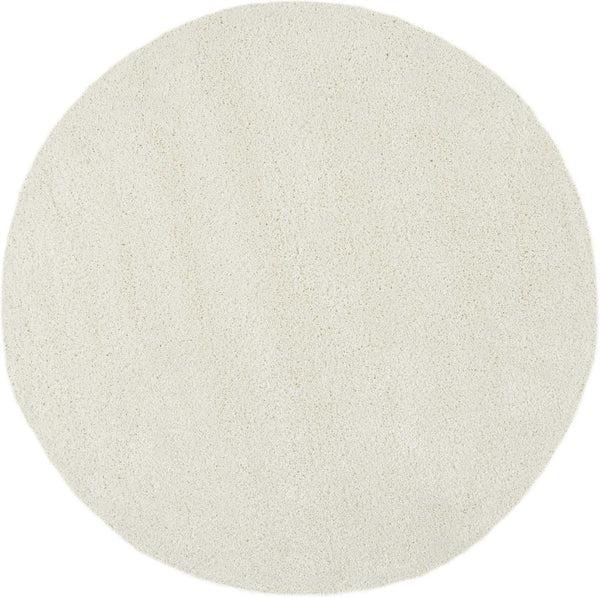 Homeroots 7' Cream Shag Non Skid Round Rug  Polypropylene 564067