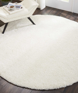 Homeroots 7' Cream Shag Non Skid Round Rug  Polypropylene 564067