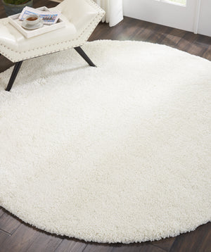 Homeroots 7' Cream Shag Non Skid Round Rug  Polypropylene 564067