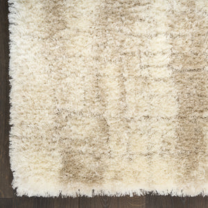 Homeroots 5' X 7' Beige And Ivory Abstract Shag Area Rug  Polyester 564078