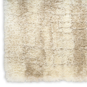 HomeRoots 4' Plush Beige and Ivory Abstract Shag Area Rug - Soft, Durable, and Stylish for Any Room Decor 5' X 7' 564078