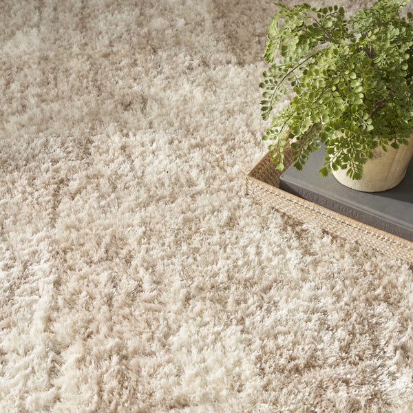 Homeroots 5' X 7' Beige And Ivory Abstract Shag Area Rug  Polyester 564078