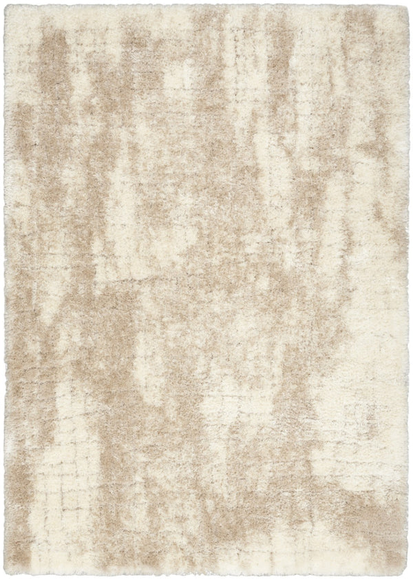 HomeRoots 4' Plush Beige and Ivory Abstract Shag Area Rug - Soft, Durable, and Stylish for Any Room Decor 5' X 7' 564078