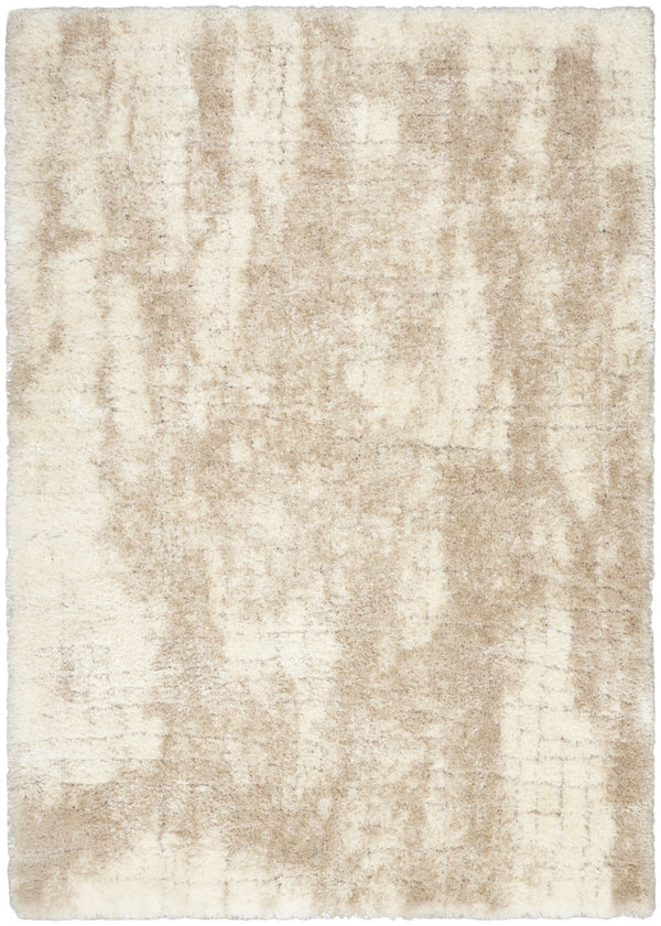 Homeroots 5' X 7' Beige And Ivory Abstract Shag Area Rug  Polyester 564078