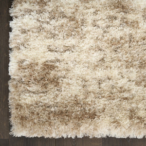 HomeRoots 4' Plush Beige and Ivory Abstract Shag Area Rug – Modern Texture for Homes with Kids and Pets 5' X 7' 564079