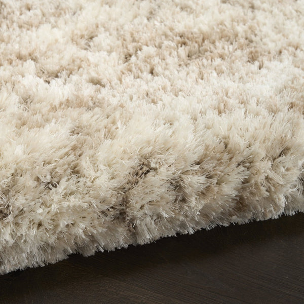 HomeRoots 4' Plush Beige and Ivory Abstract Shag Area Rug – Modern Texture for Homes with Kids and Pets 5' X 7' 564079