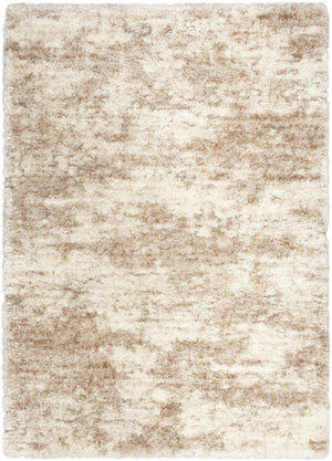HomeRoots 4' Plush Beige and Ivory Abstract Shag Area Rug – Modern Texture for Homes with Kids and Pets 5' X 7' 564079