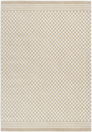 Homeroots 7' X 9' Beige Geometric Area Rug  Polypropylene 564091