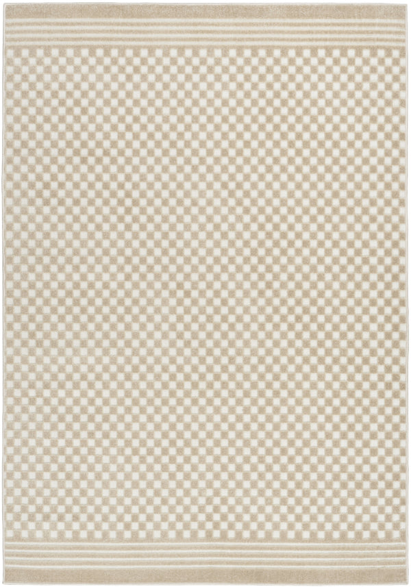 Homeroots 7' X 9' Beige Geometric Area Rug  Polypropylene 564091