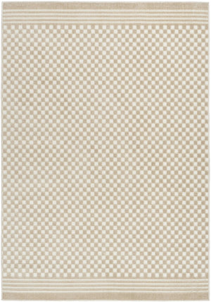 HomeRoots 7' Modern Beige Geometric Area Rug - Stylish and Durable Design for Living Room, Dining & Home Office 7' X 9' 564091