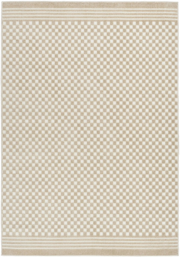 HomeRoots 7' Modern Beige Geometric Area Rug - Stylish and Durable Design for Living Room, Dining & Home Office 7' X 9' 564091