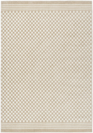 Homeroots 7' X 9' Beige Geometric Area Rug  Polypropylene 564091
