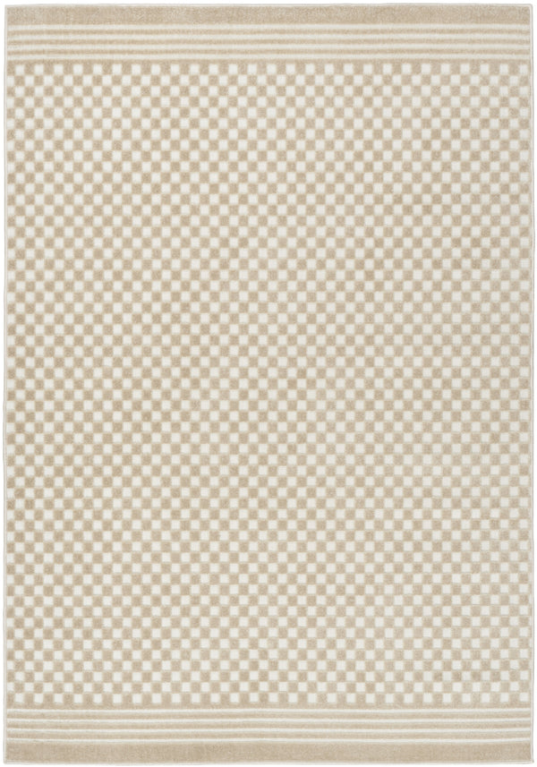 Homeroots 7' X 9' Beige Geometric Area Rug  Polypropylene 564091