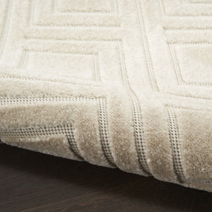 HomeRoots 7' Beige Geometric Area Rug - Modern Style for Living Rooms, Durable Design, Easy Maintenance & Elegance 7' X 9' 564092