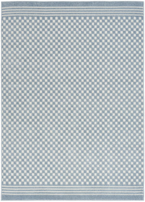 Homeroots 7' X 9' Blue Geometric Area Rug  Polypropylene 564093