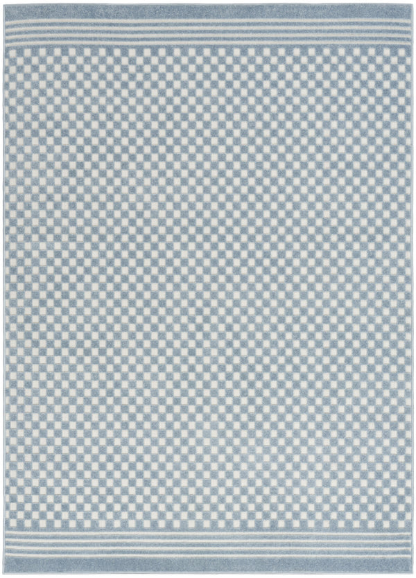 Homeroots 7' X 9' Blue Geometric Area Rug  Polypropylene 564093