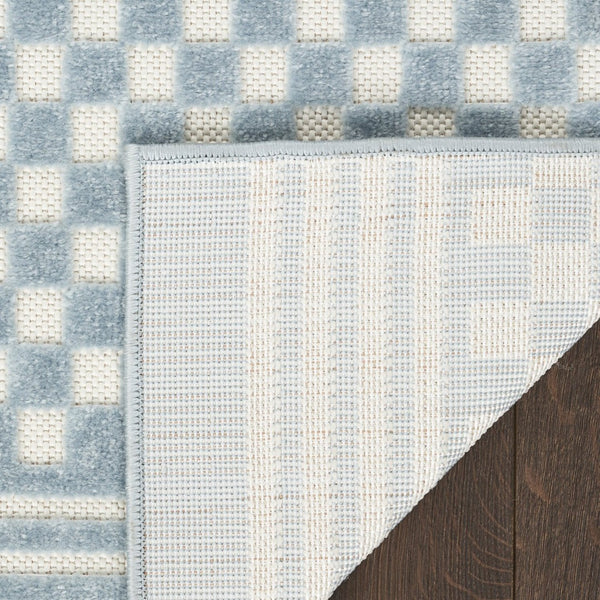 HomeRoots 7' Elevate Your Space with a Modern Blue Geometric Area Rug - Perfect for High-Traffic Living Areas 7' X 9' 564093