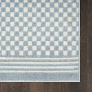 HomeRoots 7' Elevate Your Space with a Modern Blue Geometric Area Rug - Perfect for High-Traffic Living Areas 7' X 9' 564093