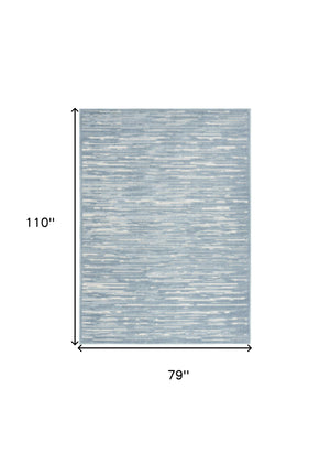 Homeroots 7' X 9' Blue Geometric Area Rug  Polypropylene 564094