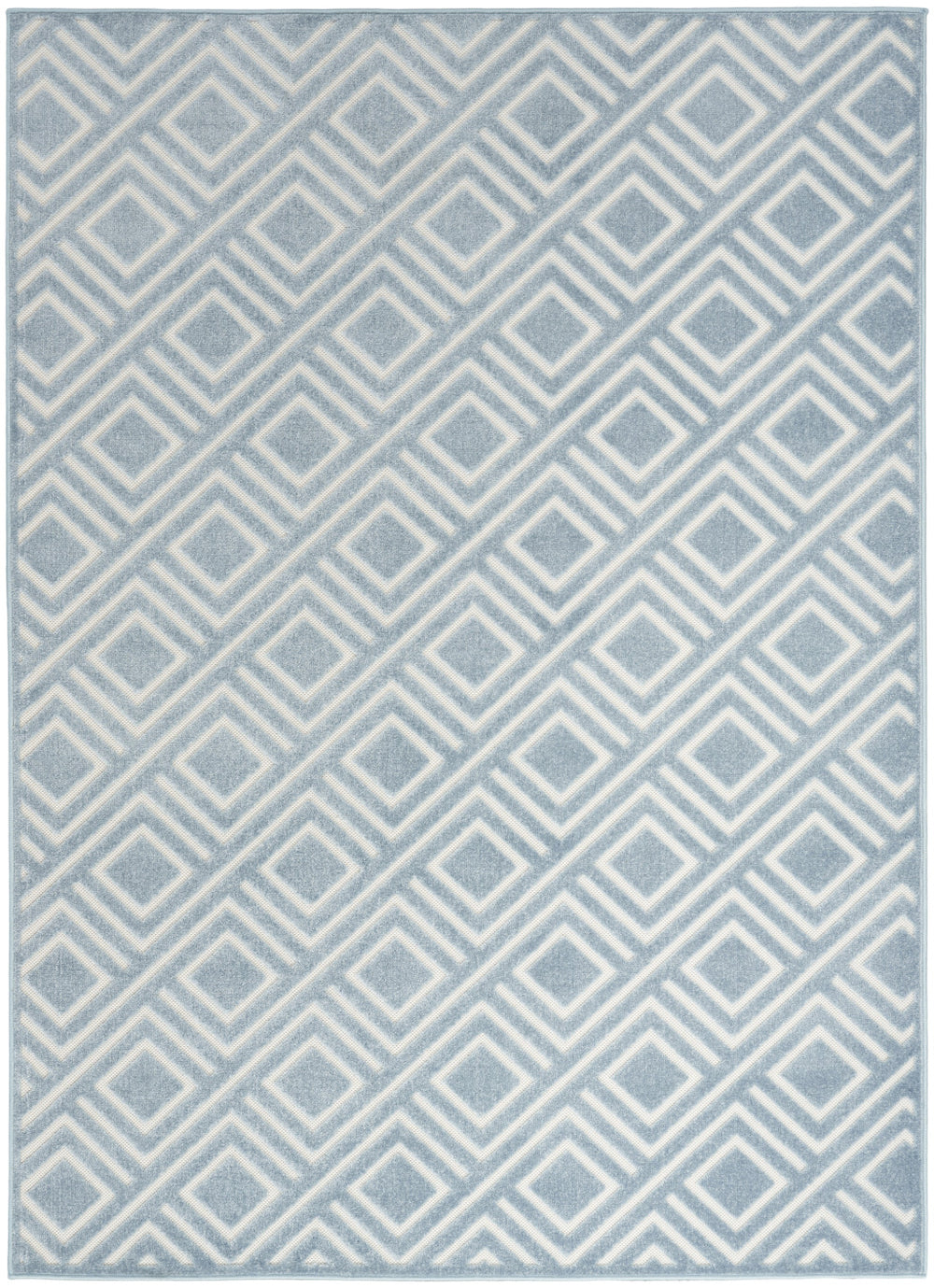 Homeroots 7' X 9' Blue Geometric Area Rug  Polypropylene 564095