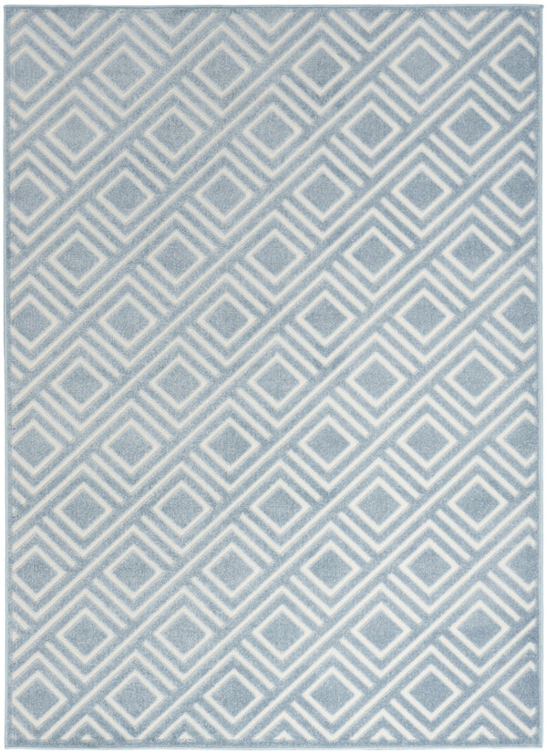 Homeroots 7' X 9' Blue Geometric Area Rug  Polypropylene 564095
