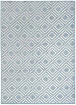 HomeRoots 7' Contemporary Blue Geometric Area Rug - Stylish Low-Pile Design for Modern Living Spaces 7' X 9' 564095