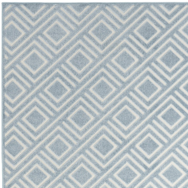 Homeroots 7' X 9' Blue Geometric Area Rug  Polypropylene 564095
