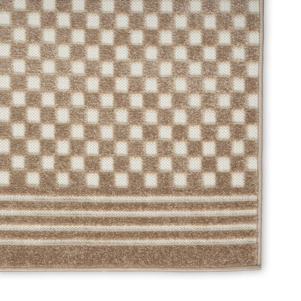 HomeRoots 7' Brown Geometric Area Rug - Stylish, Durable, Low-Pile Design for Living Rooms & High-Traffic Areas 7' X 9' 564096