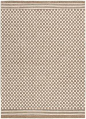 HomeRoots 7' Brown Geometric Area Rug - Stylish, Durable, Low-Pile Design for Living Rooms & High-Traffic Areas 7' X 9' 564096