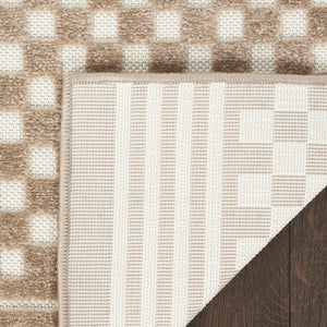 HomeRoots 7' Brown Geometric Area Rug - Stylish, Durable, Low-Pile Design for Living Rooms & High-Traffic Areas 7' X 9' 564096