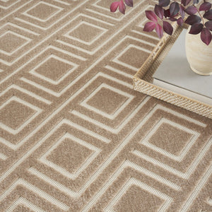 HomeRoots 7' Stylish Brown Geometric Area Rug - Modern Design for Living Rooms, Dining Areas & High-Traffic Spaces 7' X 9' 564097
