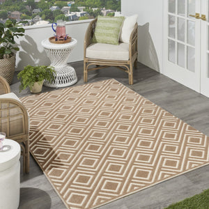 HomeRoots 7' Stylish Brown Geometric Area Rug - Modern Design for Living Rooms, Dining Areas & High-Traffic Spaces 7' X 9' 564097