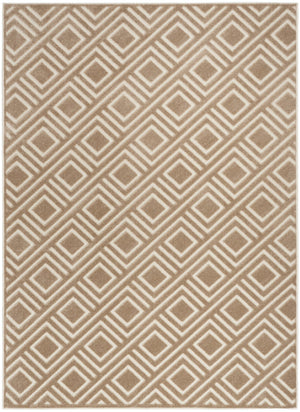 HomeRoots 7' Stylish Brown Geometric Area Rug - Modern Design for Living Rooms, Dining Areas & High-Traffic Spaces 7' X 9' 564097