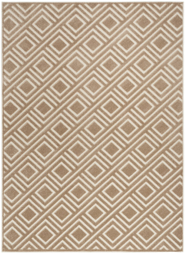 HomeRoots 7' Stylish Brown Geometric Area Rug - Modern Design for Living Rooms, Dining Areas & High-Traffic Spaces 7' X 9' 564097