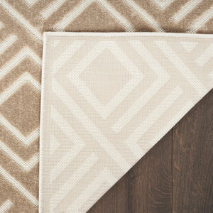 HomeRoots 7' Stylish Brown Geometric Area Rug - Modern Design for Living Rooms, Dining Areas & High-Traffic Spaces 7' X 9' 564097