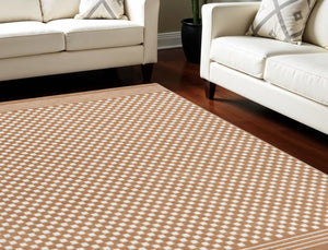 HomeRoots 7' Brown Geometric Area Rug – Stylish, Durable Design Perfect for Living Rooms and High-Traffic Spaces 7' X 9' 564098