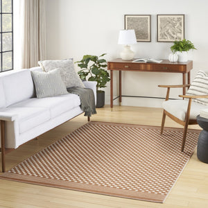 HomeRoots 7' Brown Geometric Area Rug – Stylish, Durable Design Perfect for Living Rooms and High-Traffic Spaces 7' X 9' 564098