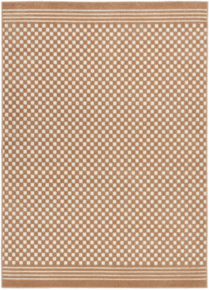 HomeRoots 7' Brown Geometric Area Rug – Stylish, Durable Design Perfect for Living Rooms and High-Traffic Spaces 7' X 9' 564098