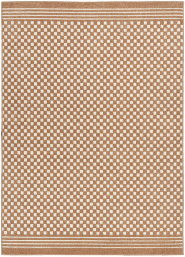 HomeRoots 7' Brown Geometric Area Rug – Stylish, Durable Design Perfect for Living Rooms and High-Traffic Spaces 7' X 9' 564098