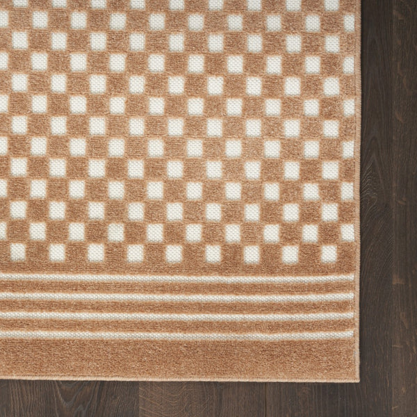 HomeRoots 7' Brown Geometric Area Rug – Stylish, Durable Design Perfect for Living Rooms and High-Traffic Spaces 7' X 9' 564098