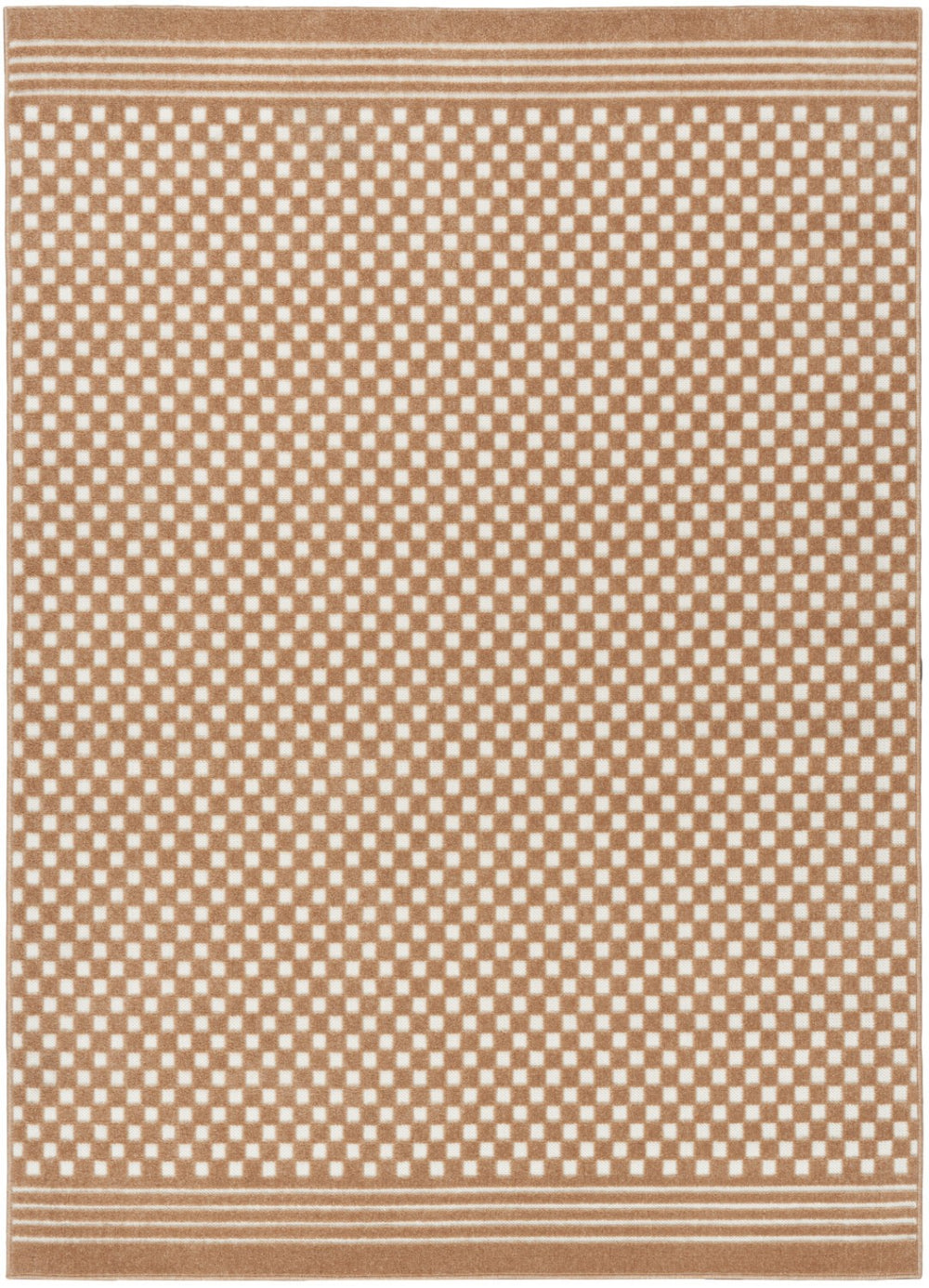 HomeRoots 7' Brown Geometric Area Rug – Stylish, Durable Design Perfect for Living Rooms and High-Traffic Spaces 7' X 9' 564098