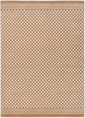 HomeRoots 7' Brown Geometric Area Rug – Stylish, Durable Design Perfect for Living Rooms and High-Traffic Spaces 7' X 9' 564098