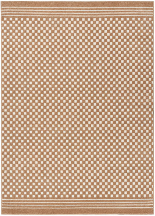 HomeRoots 7' Brown Geometric Area Rug – Stylish, Durable Design Perfect for Living Rooms and High-Traffic Spaces 7' X 9' 564098