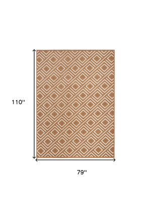 Homeroots 7' X 9' Brown Geometric Area Rug  Polypropylene 564099