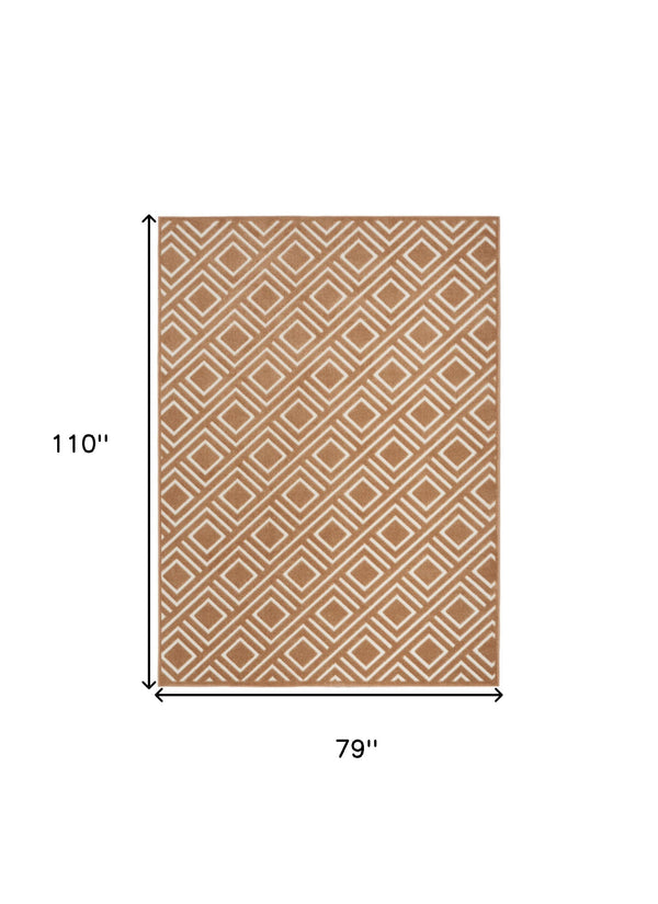 Homeroots 7' X 9' Brown Geometric Area Rug  Polypropylene 564099