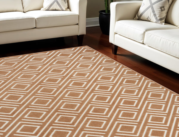 Homeroots 7' X 9' Brown Geometric Area Rug  Polypropylene 564099