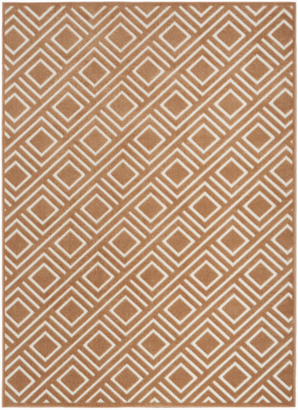 Homeroots 7' X 9' Brown Geometric Area Rug  Polypropylene 564099